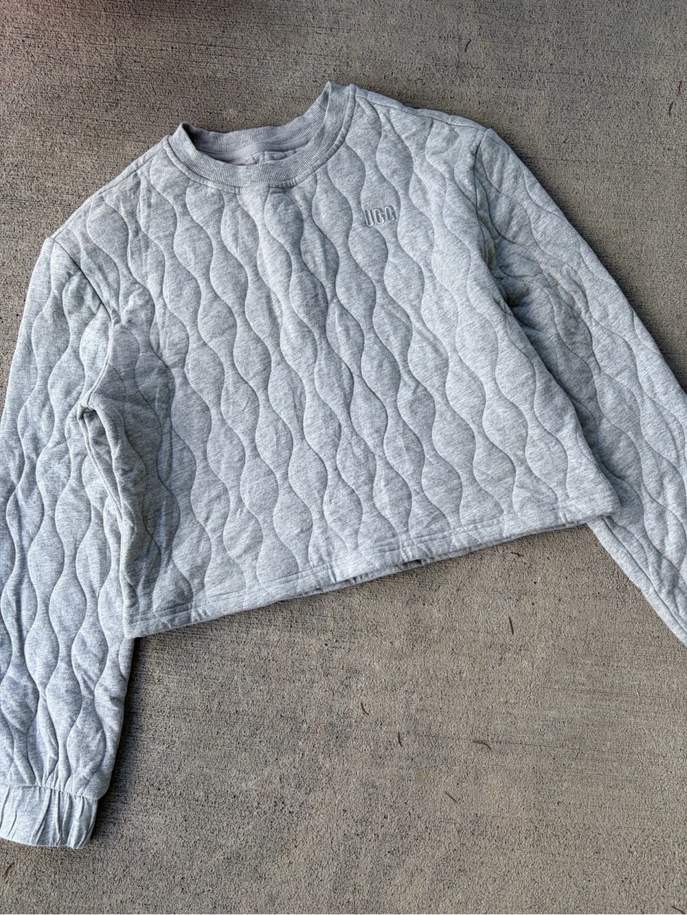 UGG quilted long sleeve crewneck sweatshirt diamond quilting shirt top grey